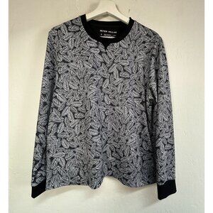 Peter Millar Womens Birdie Sport Sweatshirt Large Black Palm Frond UPF 50+